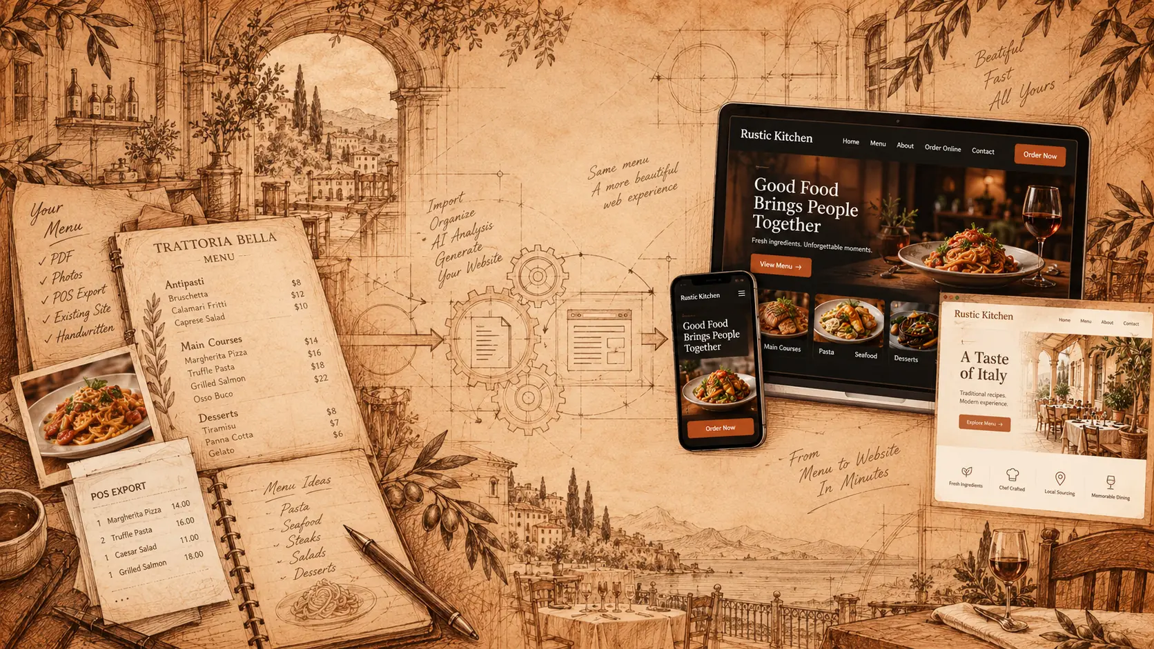 Turn your menu into a restaurant website.